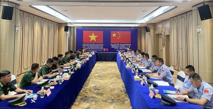 中国广西百色边境管理支队代表团与各边防站举行第一季度工作会谈