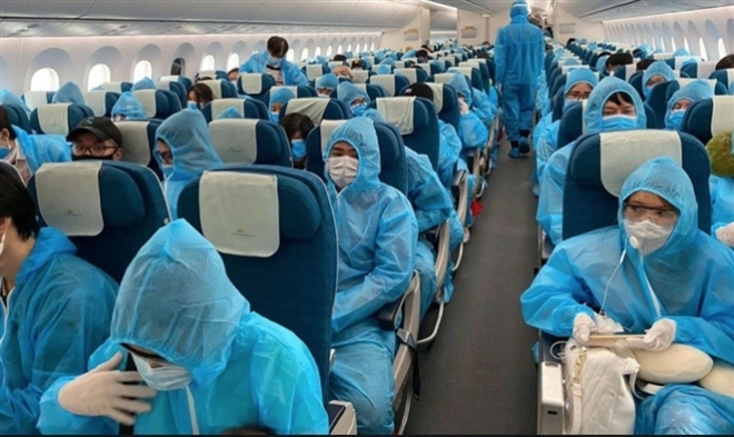 在飞行全过程中越南国家航空公司已严格遵守防疫规定。