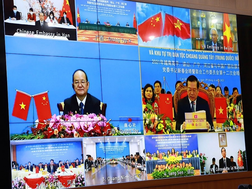 Bản in : 2021年越南边境四省与中国广西党委书记新春会晤以视频方式举行  | Vietnam+ (VietnamPlus)