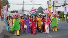 5000多名妇女参加同塔省‘闪耀莲花‘奥黛游行