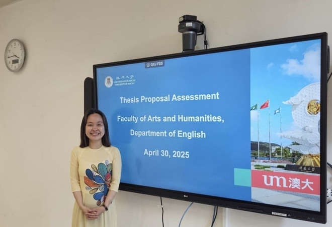 阮氏春惠，目前是中国澳门大学英语应用语言学专业研究生，兼任越南留学生香港与澳门党支部书记。（图源：越通社）
