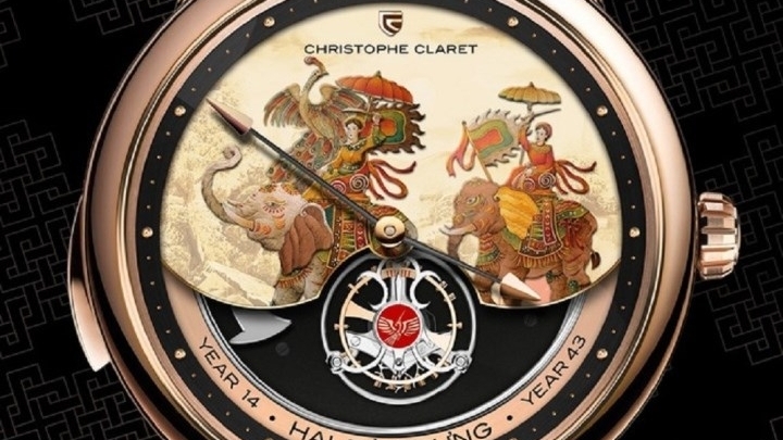 瑞士高级大牌手表上的二征夫人骑大象图案