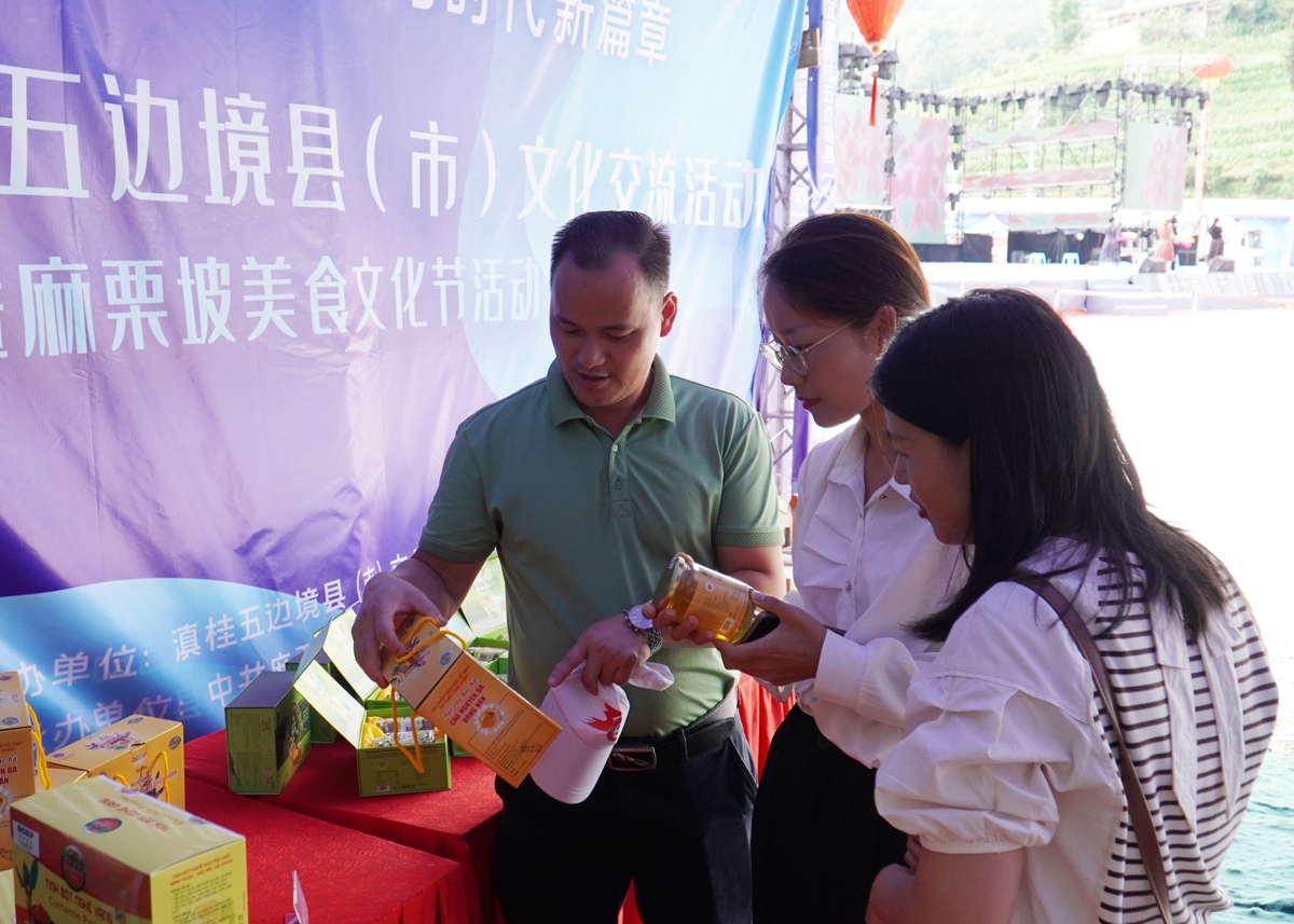 在越中国际商贸旅游交易会上介绍河江省特色产品