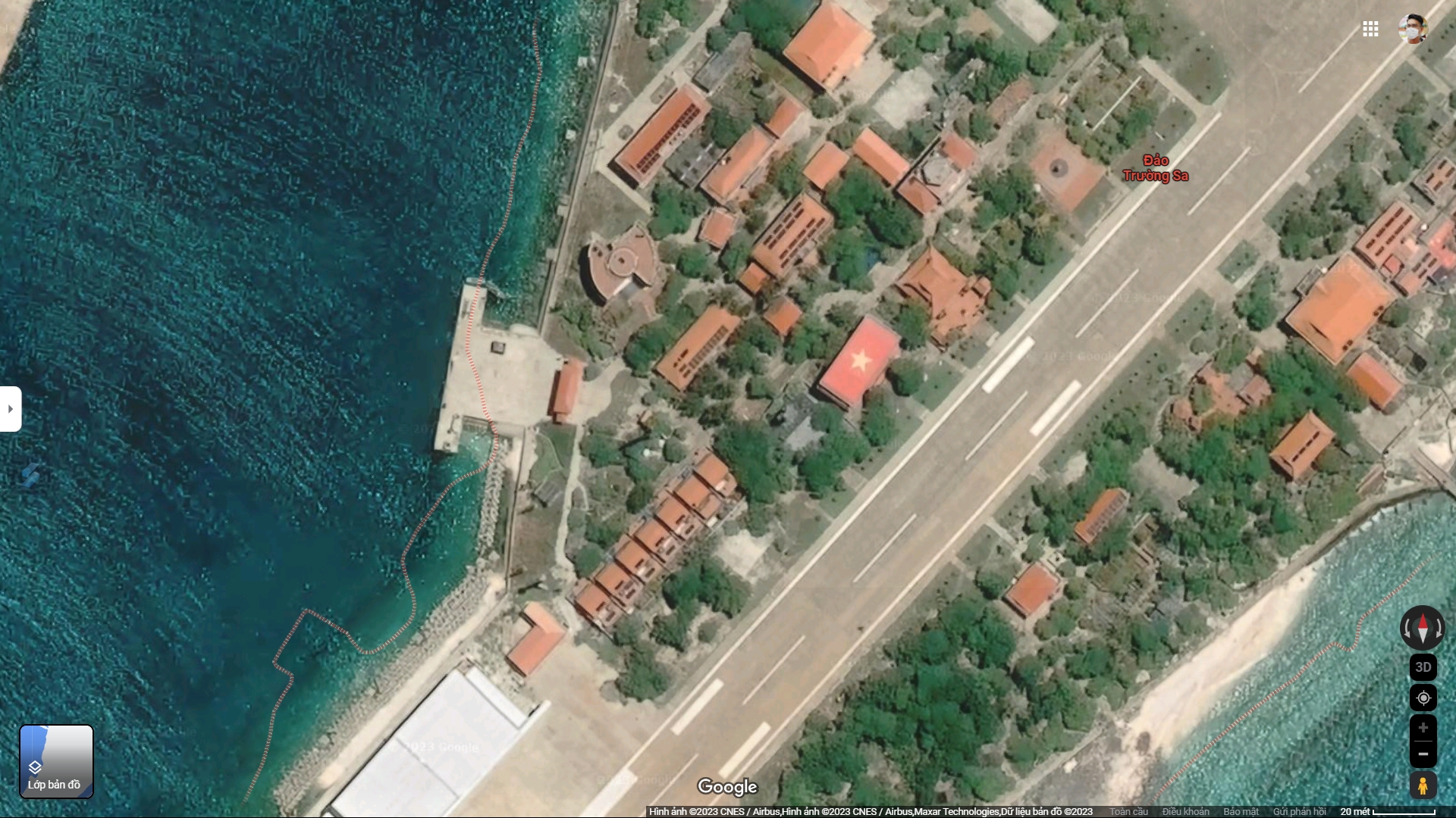 显示在谷歌卫星地图上的大长沙岛越南国旗图像已经恢复