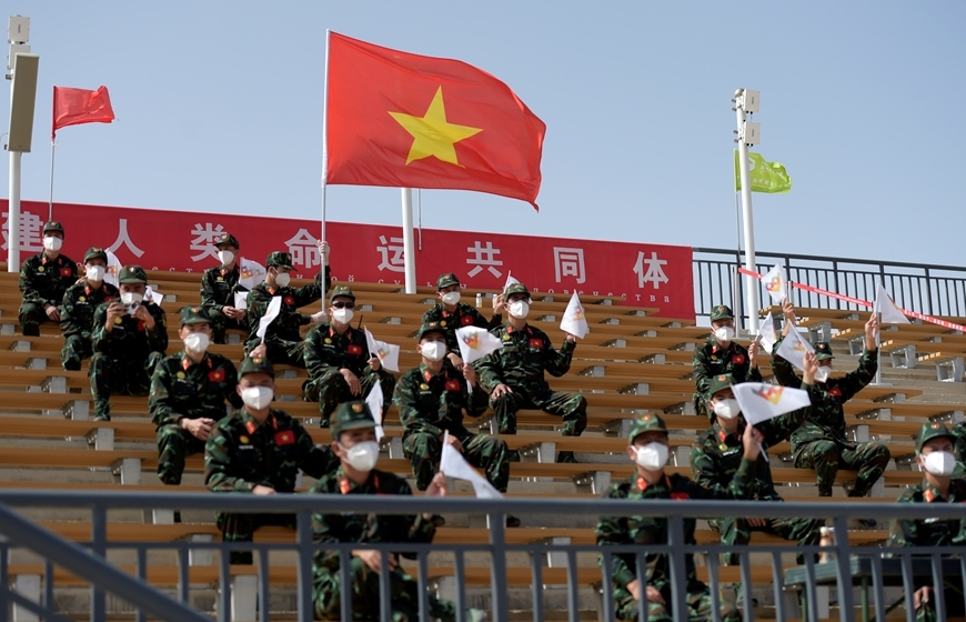 越南人民军化学参赛队参加在国新疆举行的2021年国际军事比赛