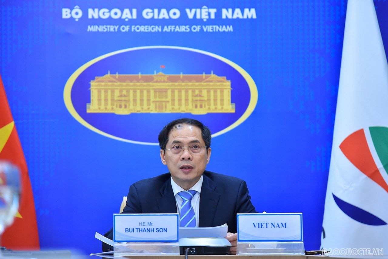 越南外交部部长裴青山以视频方式出席会议