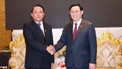 越南国会主席王廷惠与老挝财政部部长本炯举行会晤