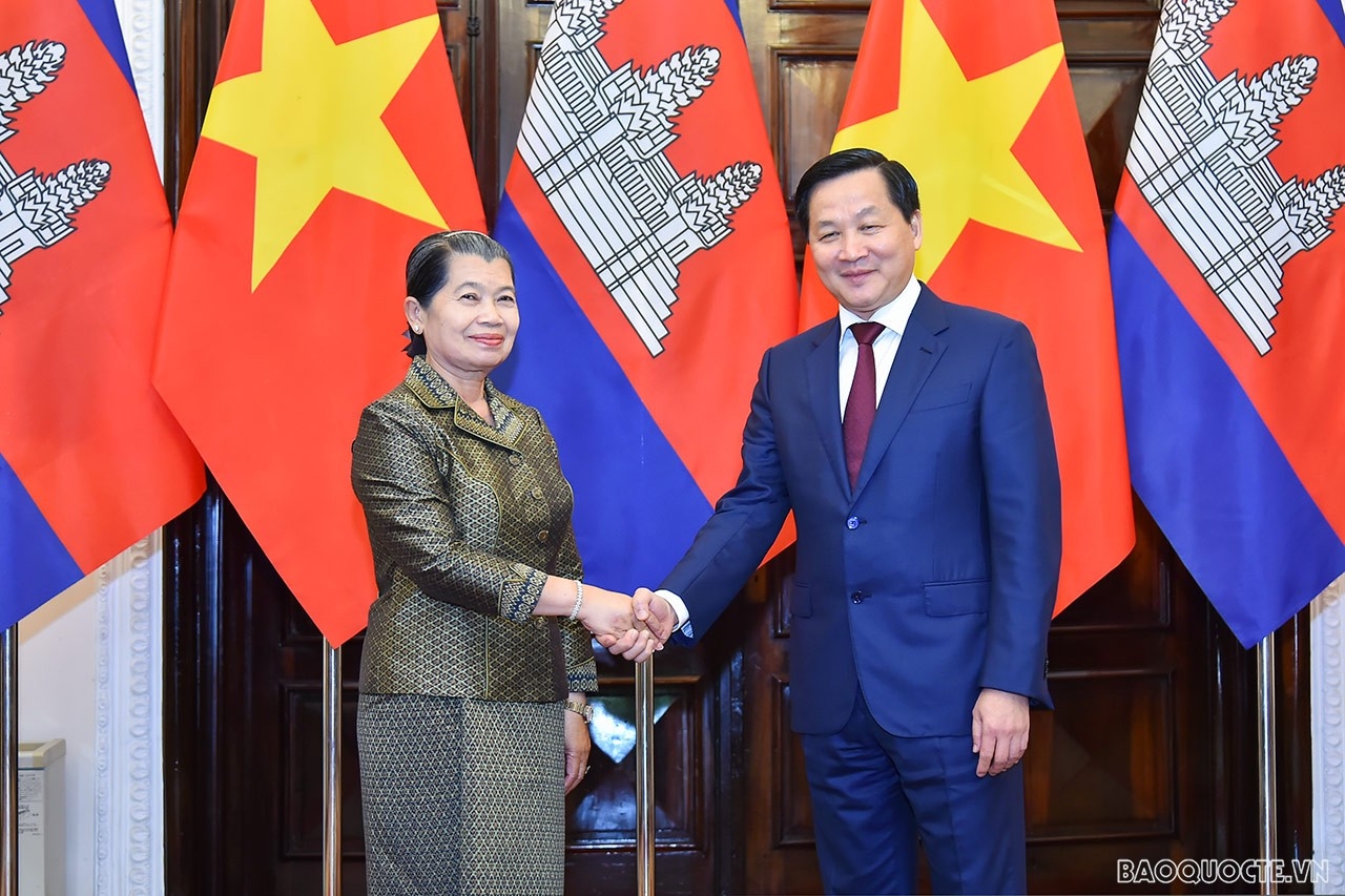 越南政府副总理黎明慨会见柬埔寨副首相梅森安。