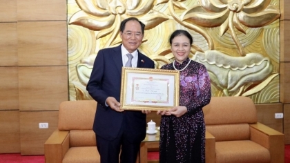越南友好组织联合会将纪念章授予韩国驻越大使朴能运