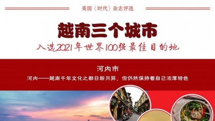 越南三个城市入选2021年世界100强最佳目的地