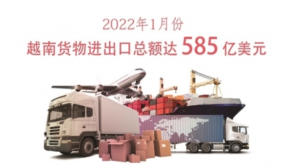 2022年1月份越南货物进出口总额达585亿美元
