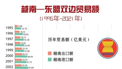 越南-东盟双边贸易额（1995-2021年）