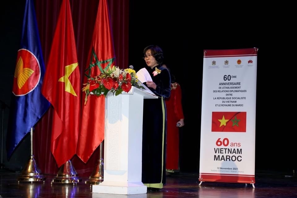 越南驻摩洛哥大使邓氏秋河在仪式上致辞