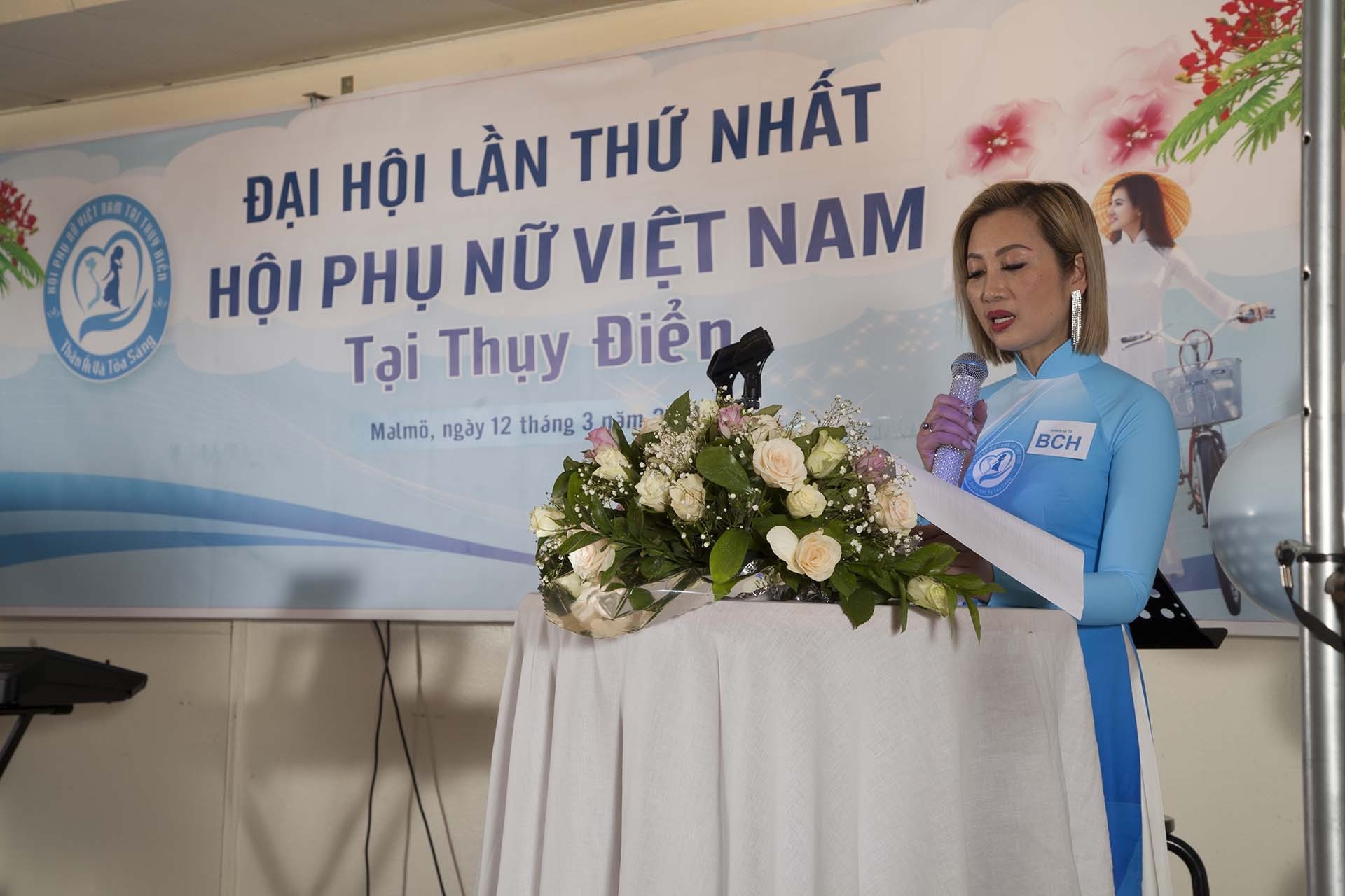 旅居瑞典越南妇女联合会第一任会长陈氏莺女士。