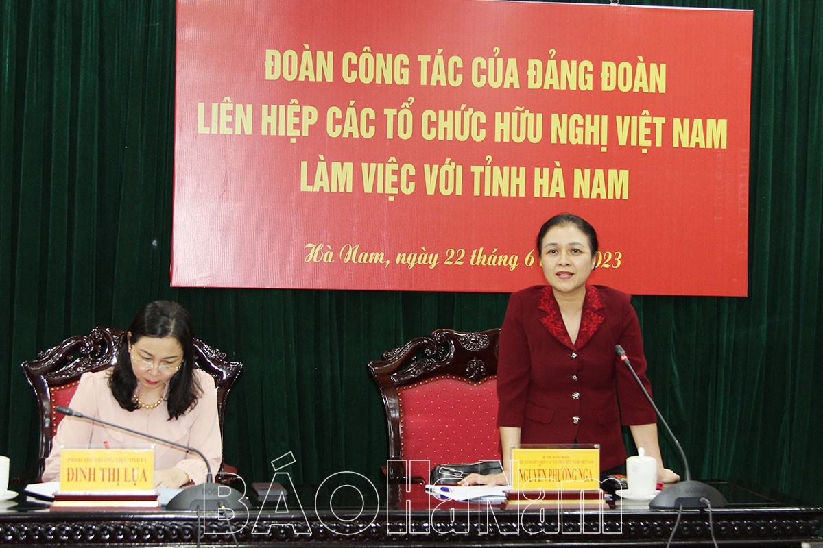 越南友好组织联合会党组书记、主席阮芳娥大使在会议上发言。（图：河南省）