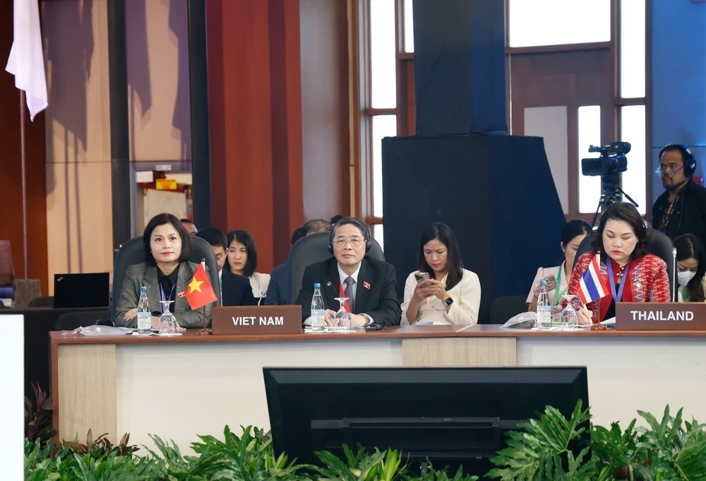 越南国会副主席阮德海在会议上发表重要讲话。