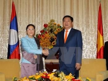 胡志明市领导人会见老挝国会主席巴妮•雅陶都