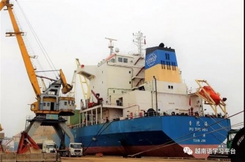 越南海防港迎接3搜大型货船进港