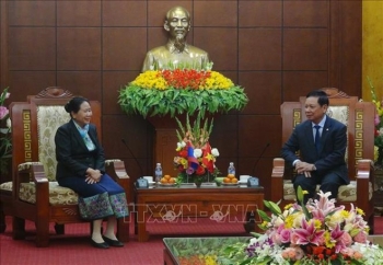 老挝华潘省代表团走访和平省并拜早年