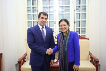 越南友好组织联合会主席阮芳娥会见阿塞拜疆驻越南大使