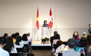 越南国家副主席邓氏玉盛在瑞士会见越南知识分子代表