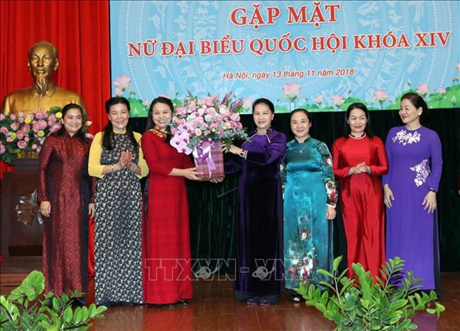 国会主席阮氏金银会见第十四届国会女代表