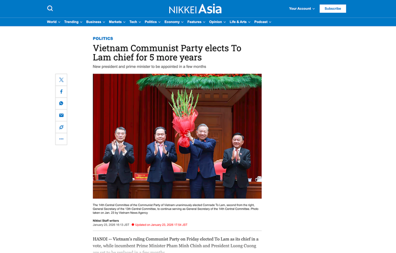 日本《日经亚洲》(Nikkei)报道十四大最后一个工作日的情况。 日本《日经亚洲》(Nikkei)报道十四大最后一个工作日的情况。