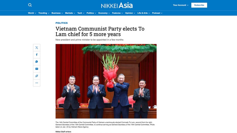 国际媒体广泛传播越共十四大重大信息