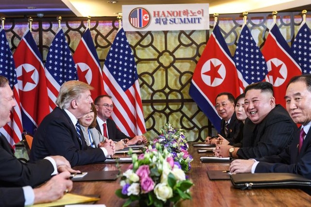 朝鲜领导人金正恩和美国总统唐纳德·特朗普的第二次美朝首脑会议。
