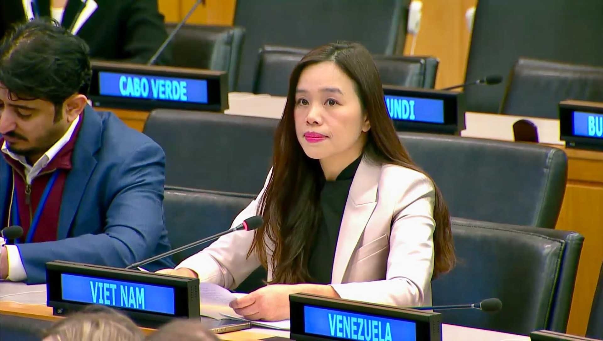 越南常驻联合国代表团副团长黎氏明钗公使衔参赞。