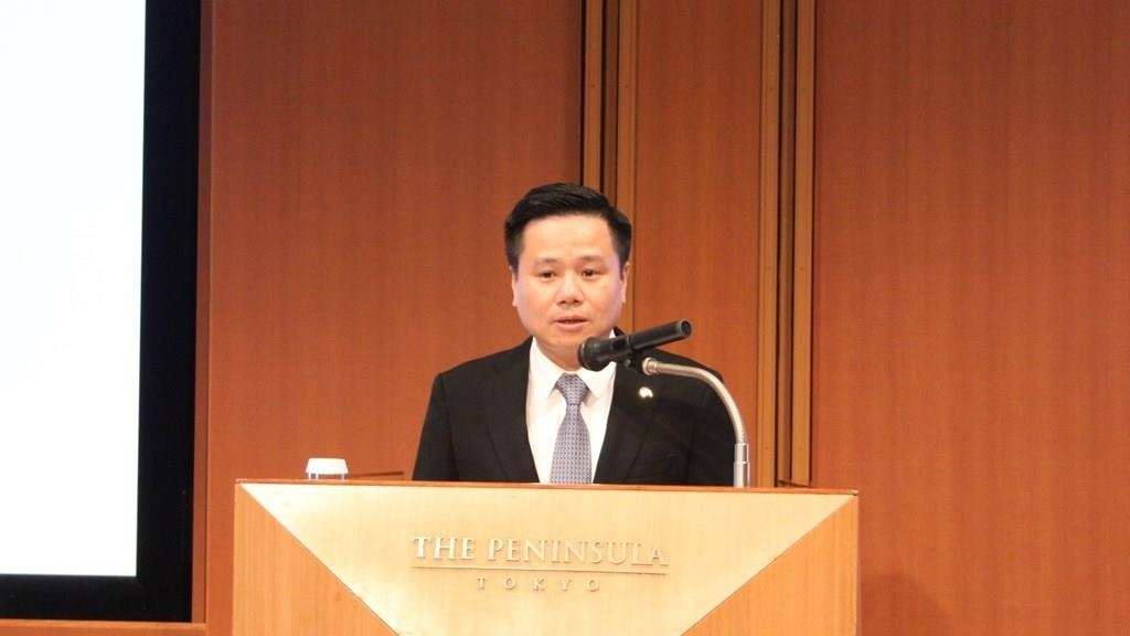 越航驻日本商务处首席代表吴氏英发表讲话。