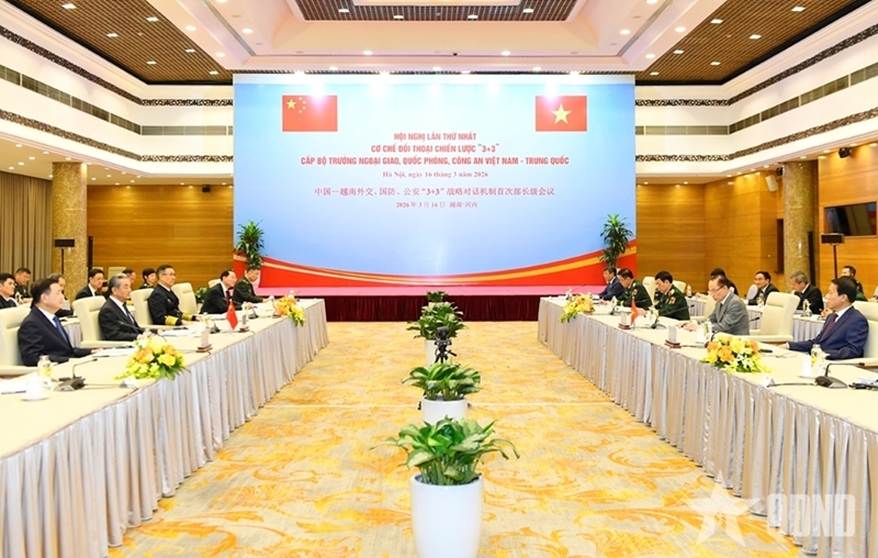 出席会议的越中两国外交部、国防部和公安部的部长