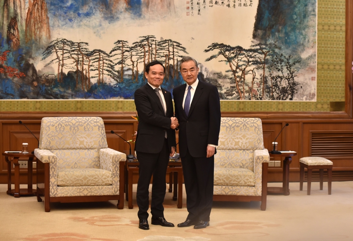 越南政府副总理陈流光会见中国外交部长王。