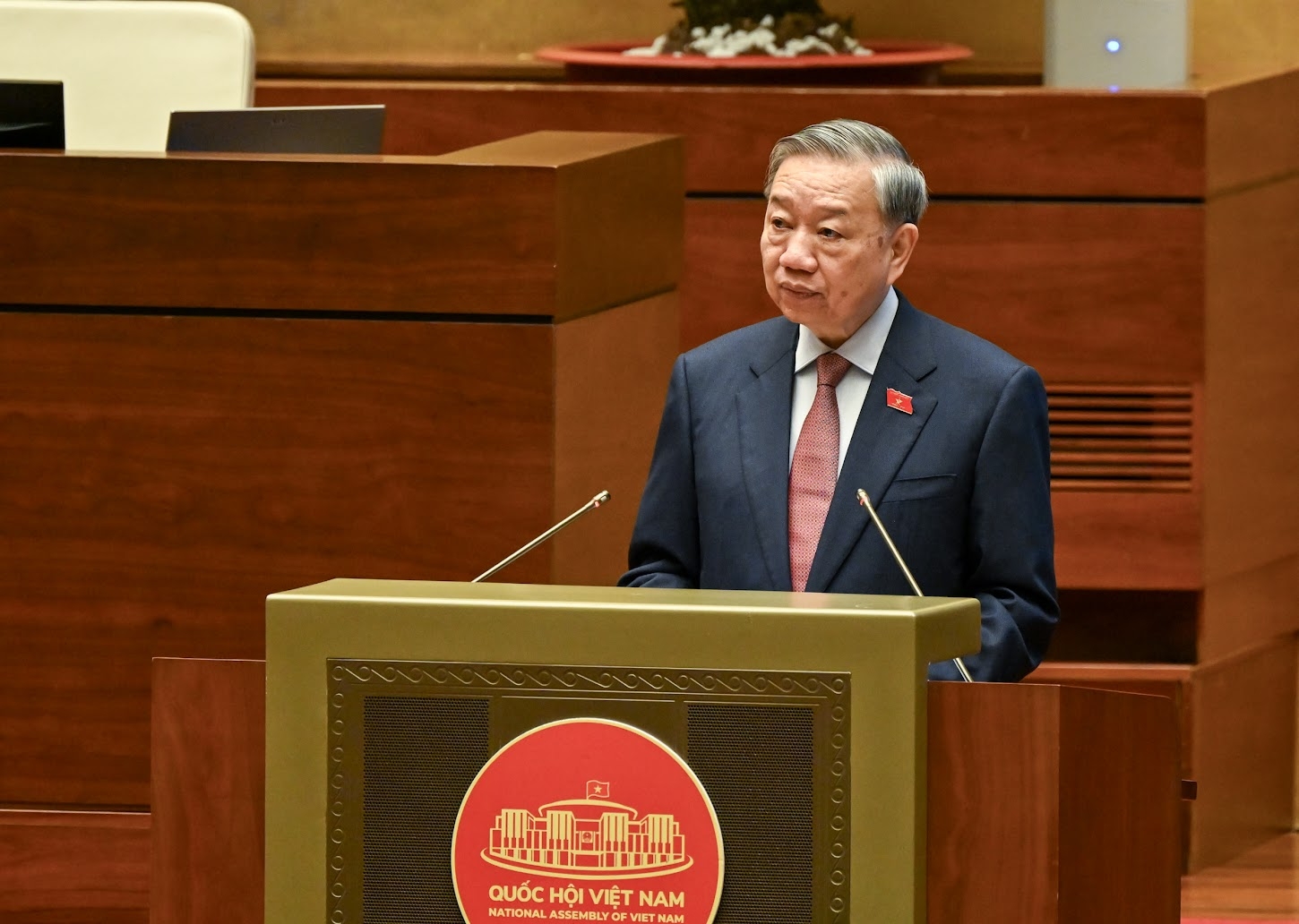 越共中央总书记苏林在会议上发表讲话