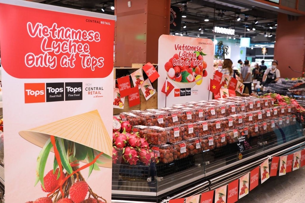 越南荔枝正式在泰国各大超市门店销售。