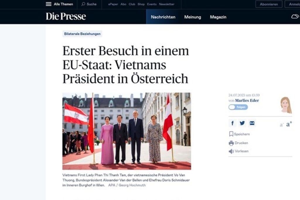 diepresse.com奥地利网站报道武文赏主席此次访问。