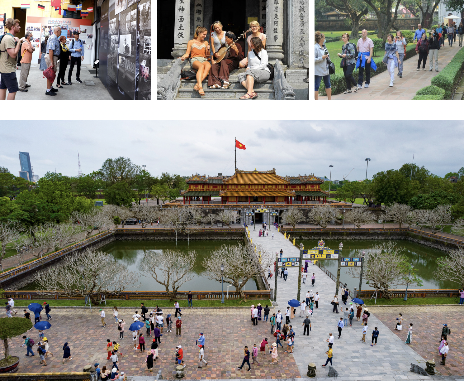 参观各历史遗迹的国际游客。