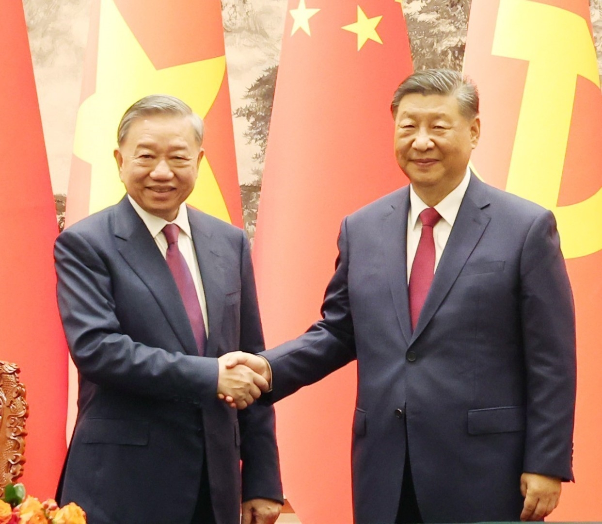 越共中央总书记、国家主席苏林同中共中央总书记、国家主席习近平