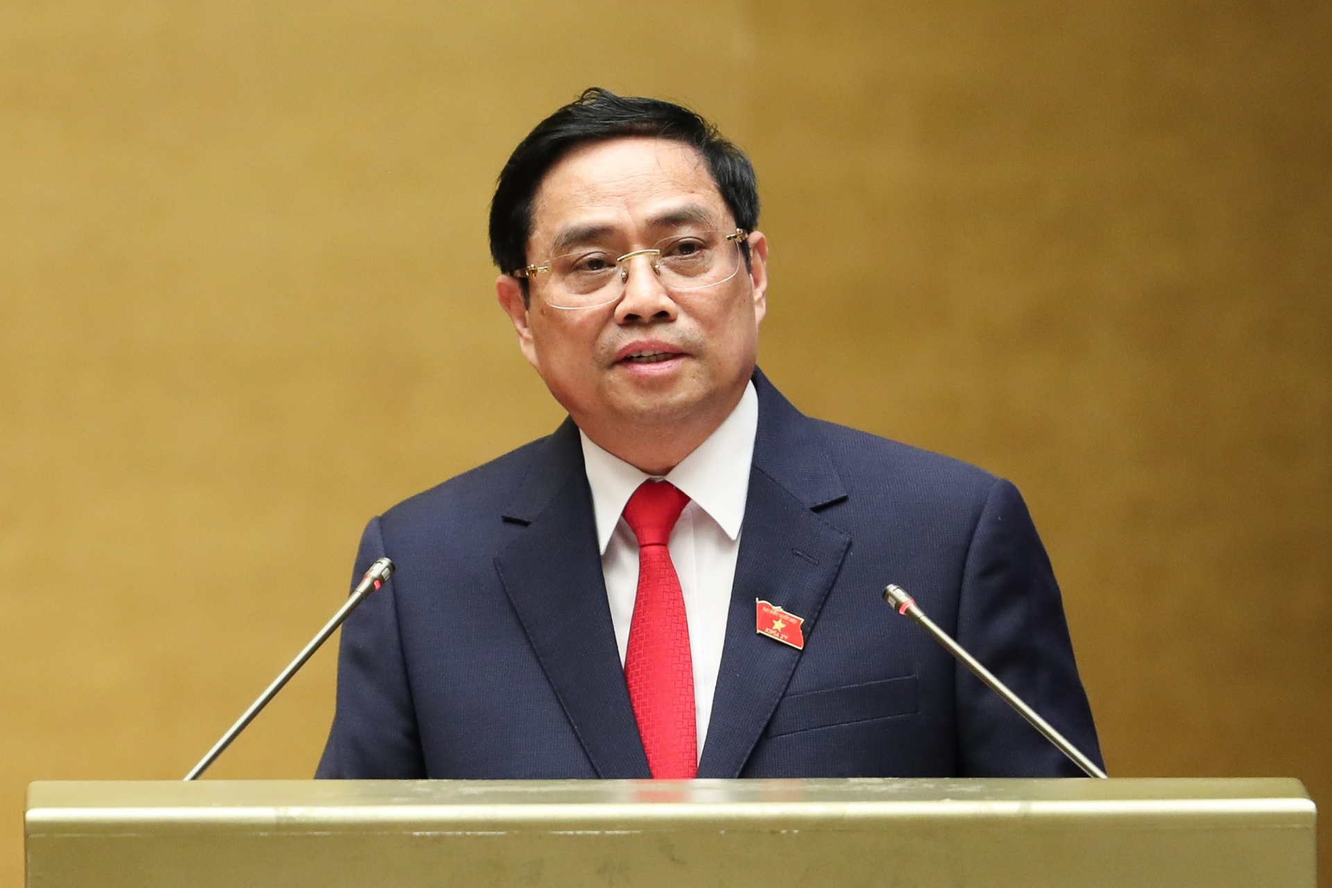 越南政府总理范明政在会上发表讲话。图自互联网