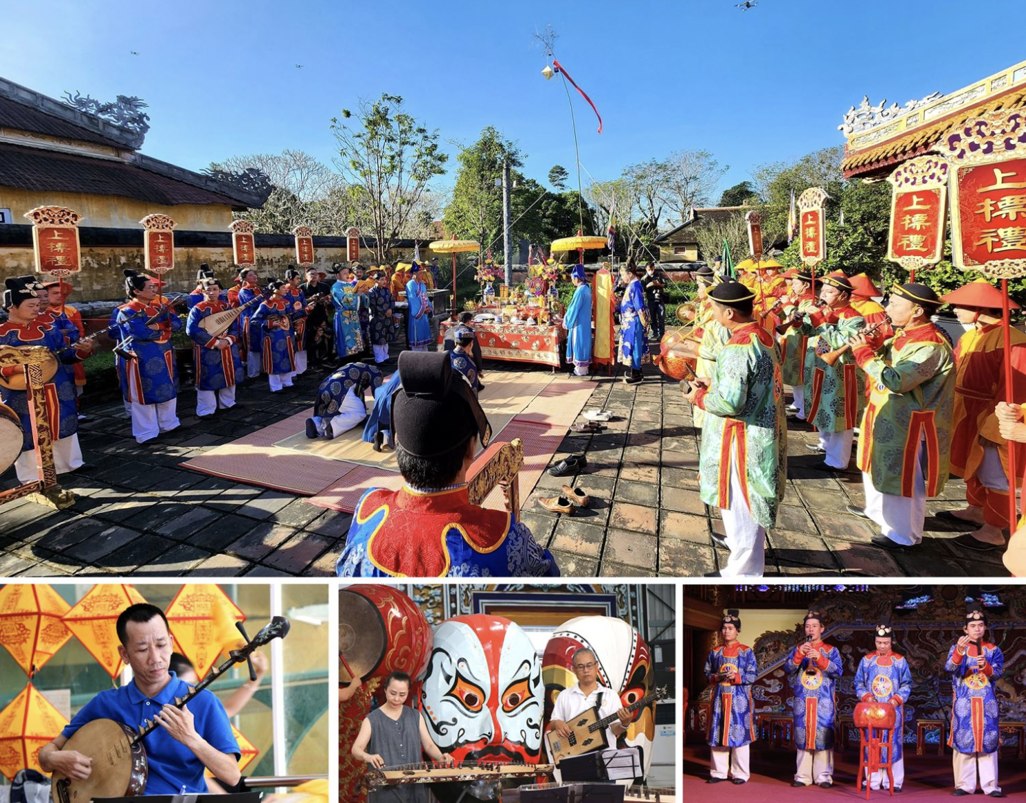 顺化宫廷传统艺术剧院的年轻艺术家仍然每天努力保持这种音乐在当地文化节日和宗教节日中的地位。
