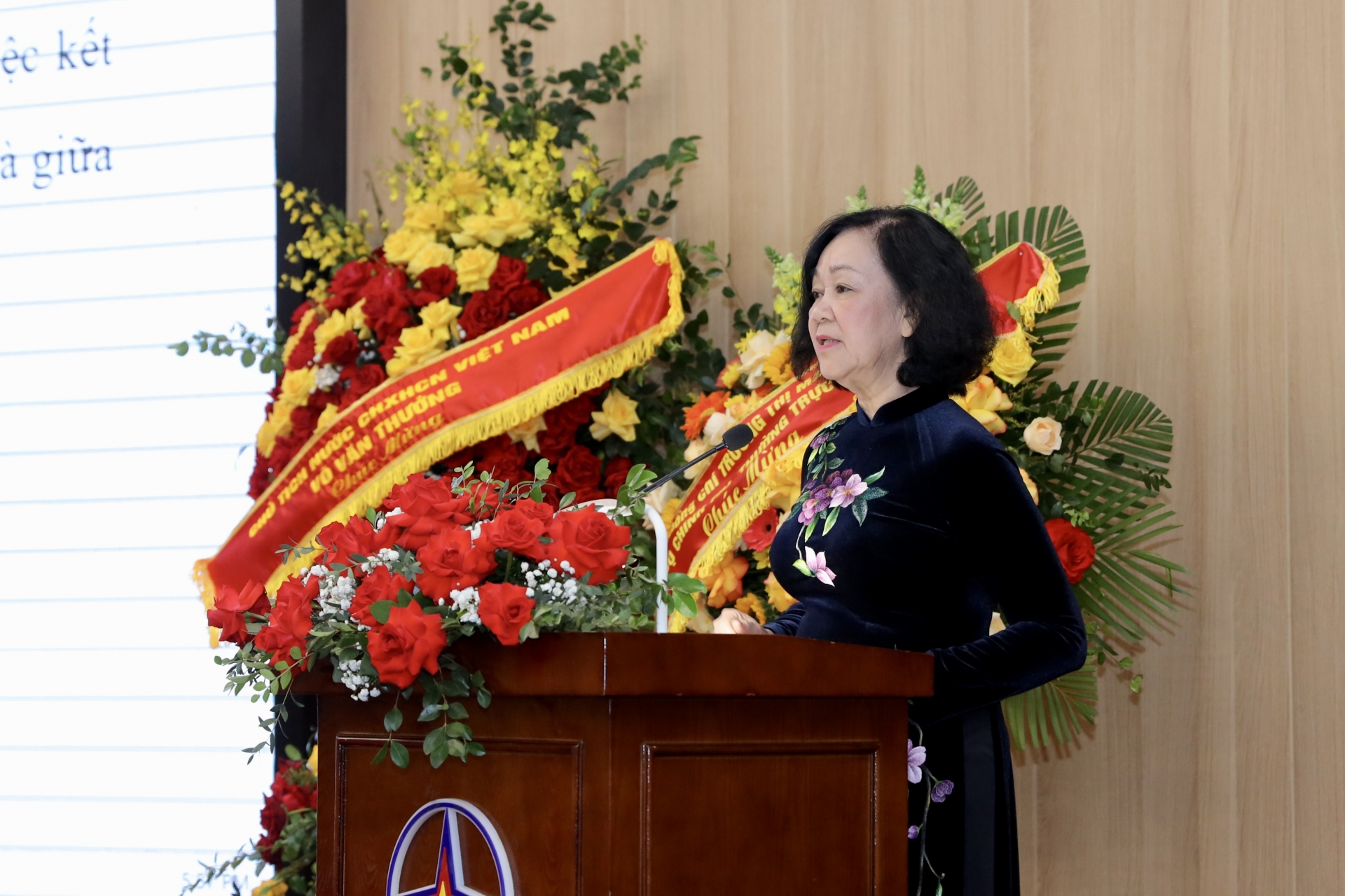 越共中央政治局委员、中央书记处常务书记、中央组织部部长张氏梅在大会上发表讲话。