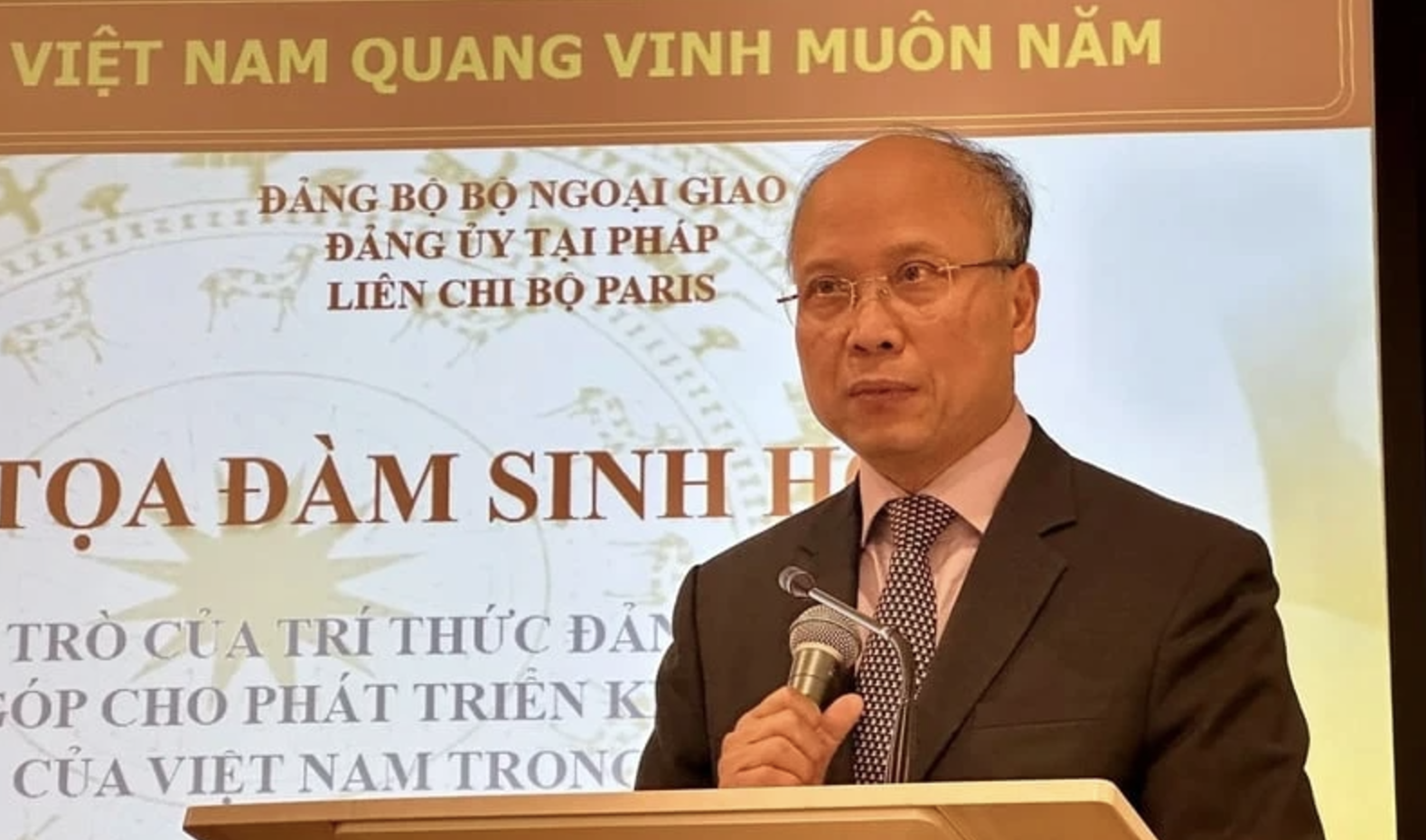 越南驻法国大使丁全胜在会上发表讲话。