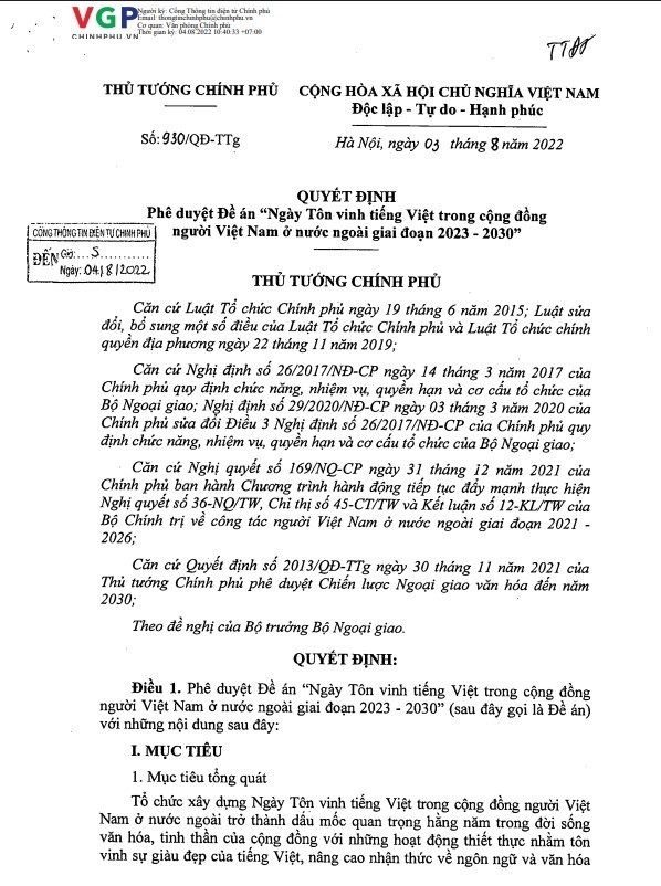 Kết hợp đồng bộ, quyết tâm cao độ để tiếng Việt lan toả và bền vững